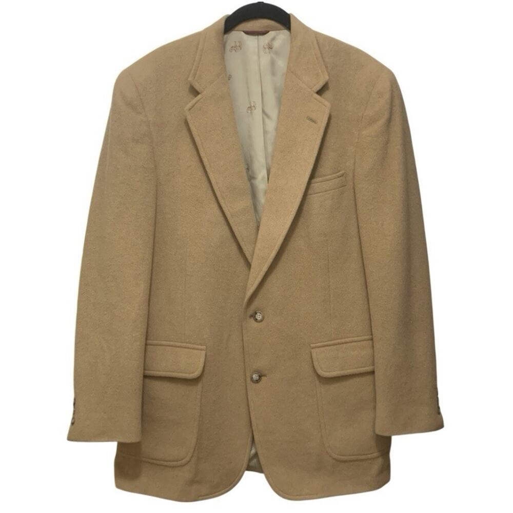 Vintage Jos. A. Bank Premier 100% Camel Hair Blazer USA Union Made Sport Coat